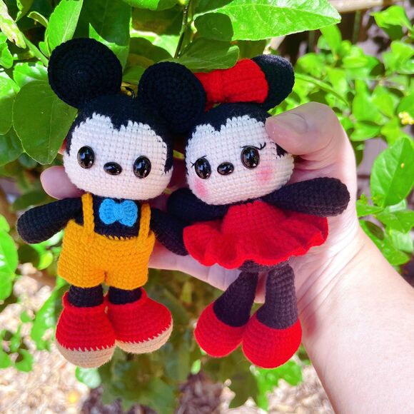 Mickey Minnie Crochet Keychain Set | Handmade Amigurumi Mickey Minnie Plush - Picture 8 of 9